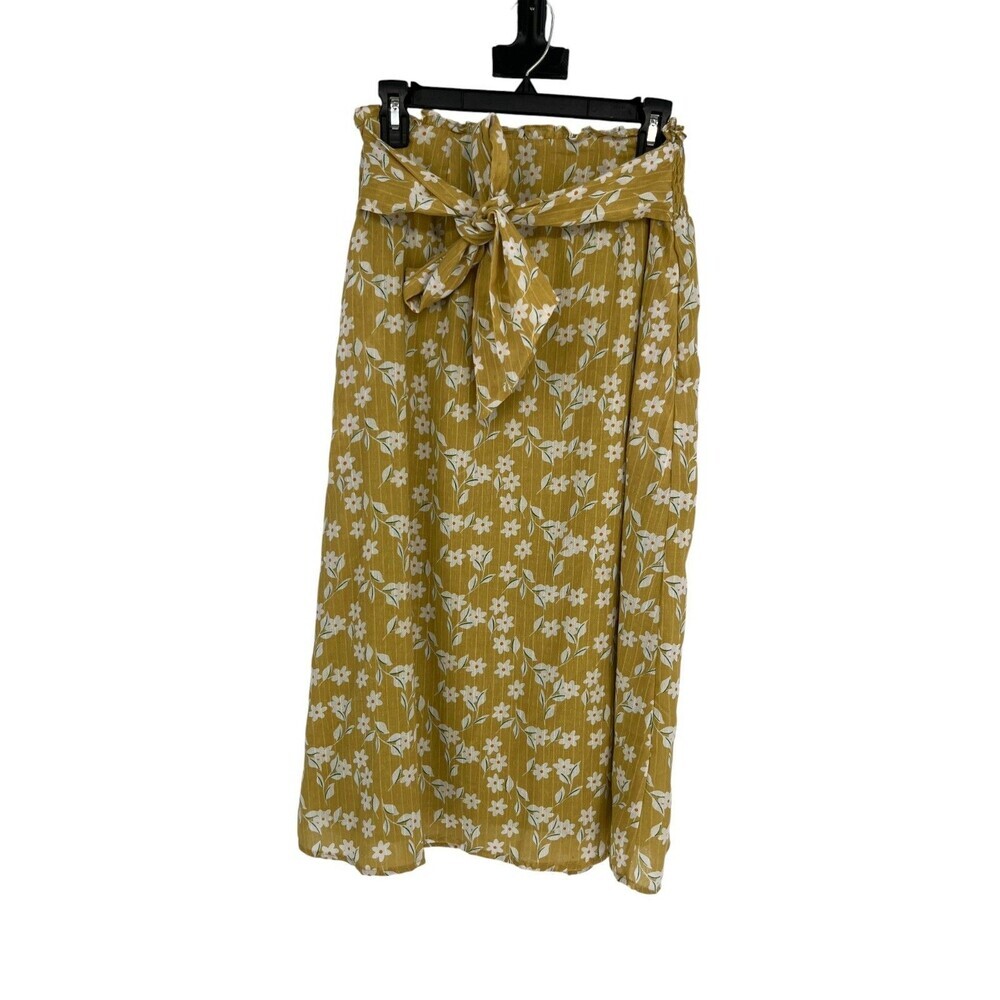 Hayden Los Angeles Skirt Women's Size Medium Yellow Floral Smocked Waist Midi